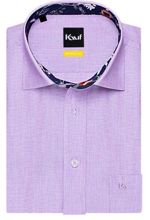 Violettes Hemd Herren Firenze New Kent Kurzarm mit Kontrast