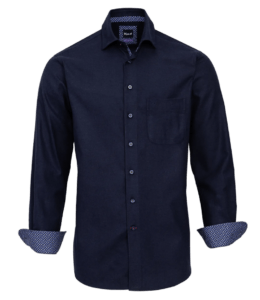 Hemd navy blau Bari Kent Langarm mit Kontrast